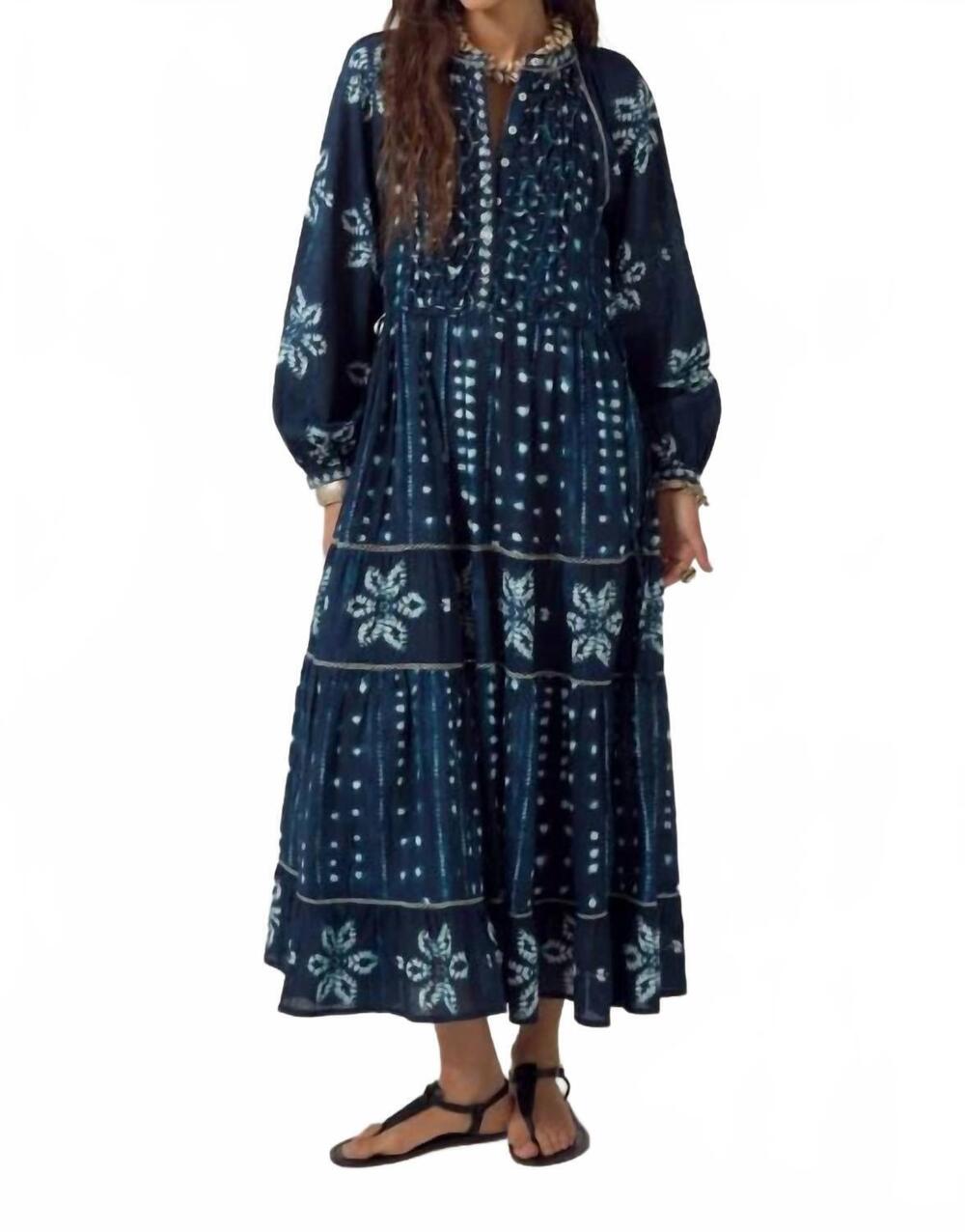 NEW MAISON HOTEL kumo long sleeve dress in shibori ink